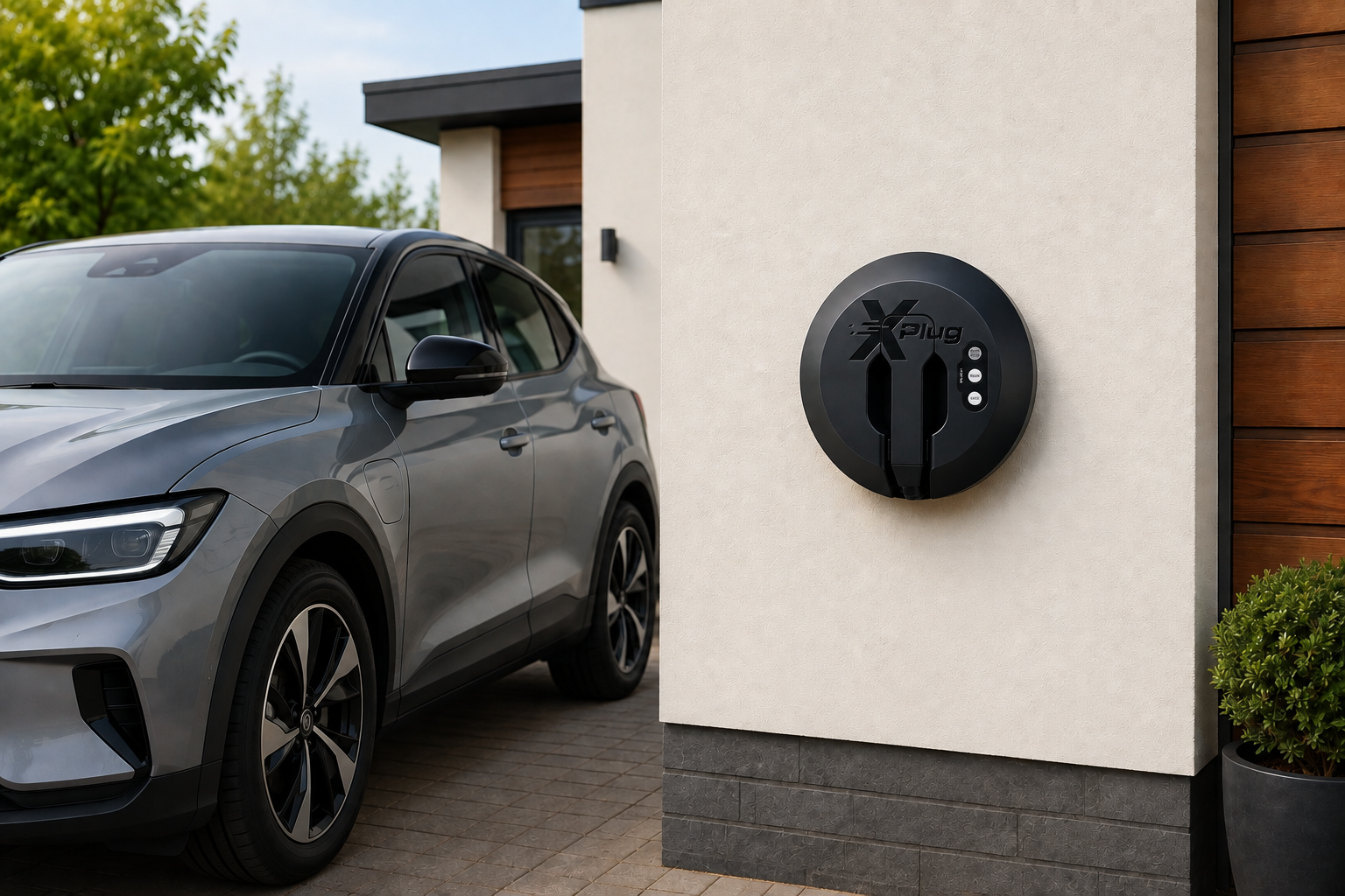 XPlug EV charger installed on a home driveway